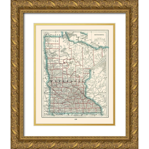 Minnesota - Rathbun 1893 Gold Ornate Wood Framed Art Print with Double Matting by Rathbun