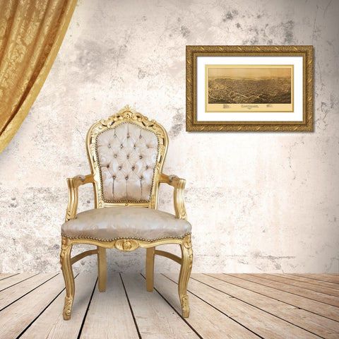 Carthage Missouri - Fowler 1891 Gold Ornate Wood Framed Art Print with Double Matting by Fowler