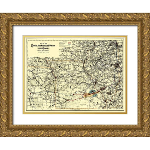 Chester, Iron Mountain and Western 1881 Gold Ornate Wood Framed Art Print with Double Matting by Colton