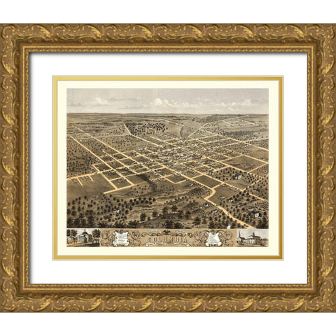 Columbia Missouri - Ruger 1869 Gold Ornate Wood Framed Art Print with Double Matting by Ruger