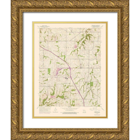 Ferrelview Missouri Quad - USGS 1961 Gold Ornate Wood Framed Art Print with Double Matting by USGS