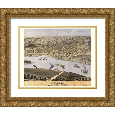 Hannibal Missouri - Ruger 1869 Gold Ornate Wood Framed Art Print with Double Matting by Ruger