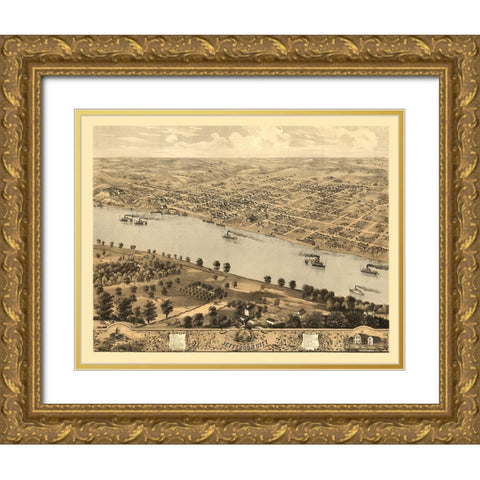 Jefferson City Missouri - Ruger 1869 Gold Ornate Wood Framed Art Print with Double Matting by Ruger