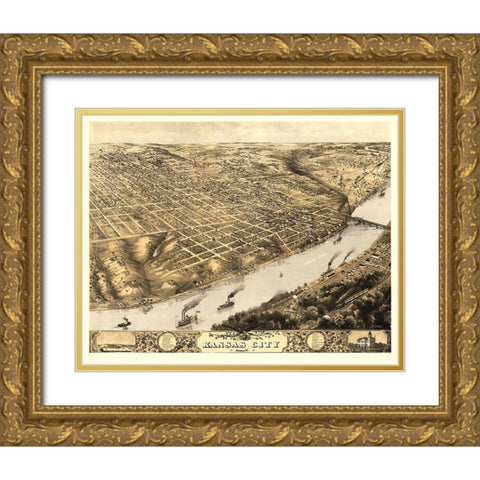 Kansas City Missouri - Ruger 1869 Gold Ornate Wood Framed Art Print with Double Matting by Ruger