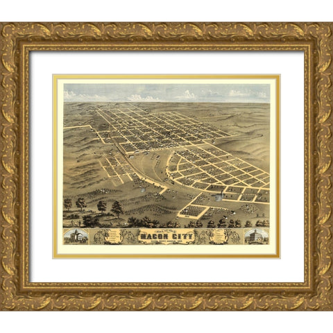 Macon City Missouri - Ruger 1869 Gold Ornate Wood Framed Art Print with Double Matting by Ruger