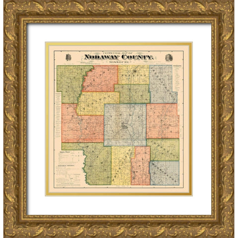 Nodaway County Missouri - Morehouse 1900  Gold Ornate Wood Framed Art Print with Double Matting by Morehouse