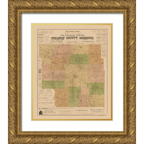 Nodaway County Missouri - Hixson 1903  Gold Ornate Wood Framed Art Print with Double Matting by Hixson