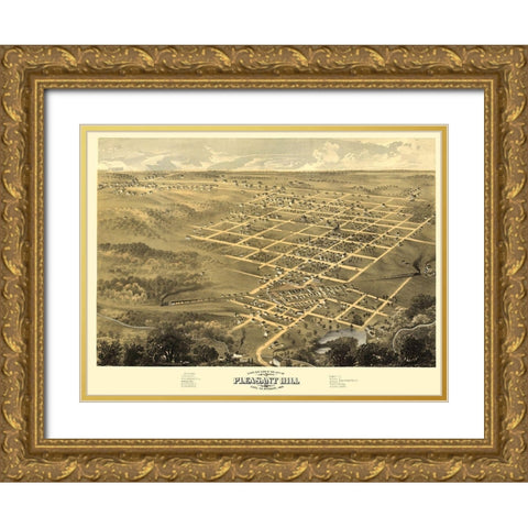 Pleasant Hill Missouri - Ruger 1869 Gold Ornate Wood Framed Art Print with Double Matting by Ruger