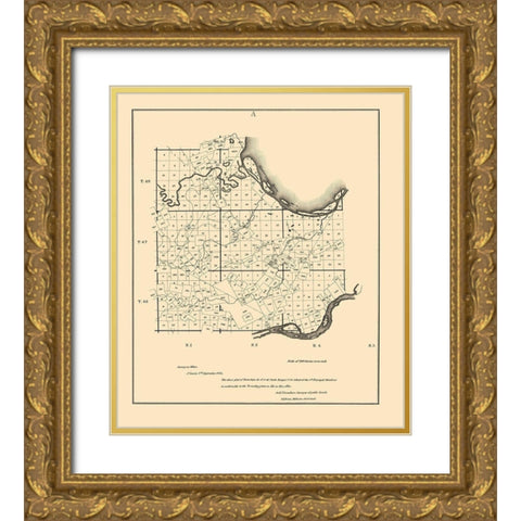 St Charles Missouri - Milburn 1835 Gold Ornate Wood Framed Art Print with Double Matting by Milburn
