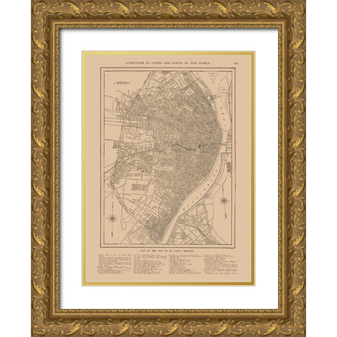 St Louis  Missouri - Reynold 1921 Gold Ornate Wood Framed Art Print with Double Matting by Reynold