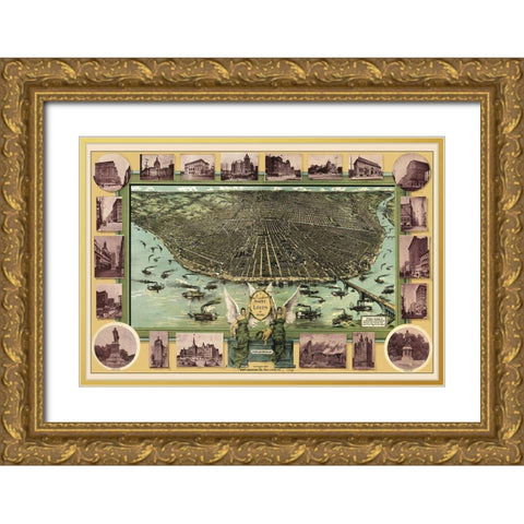 St Louis Missouri - Graf 1896 Gold Ornate Wood Framed Art Print with Double Matting by Graf