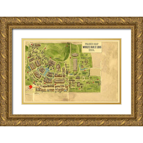 St. Louis Missouri Worlds Fair - Pharus 1904 Gold Ornate Wood Framed Art Print with Double Matting by Pharus