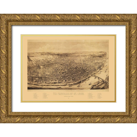 St Louis Missouri - Juehne 1894 Gold Ornate Wood Framed Art Print with Double Matting by Juehne