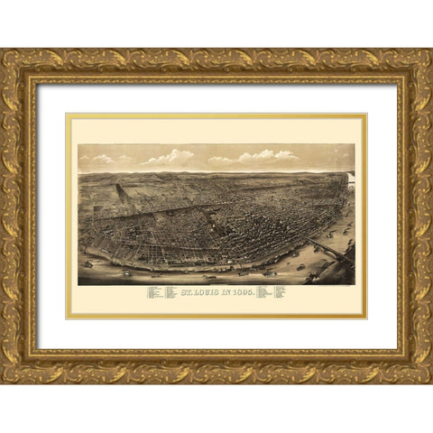 St Louis Missouri - Juehne 1895 Gold Ornate Wood Framed Art Print with Double Matting by Juehne