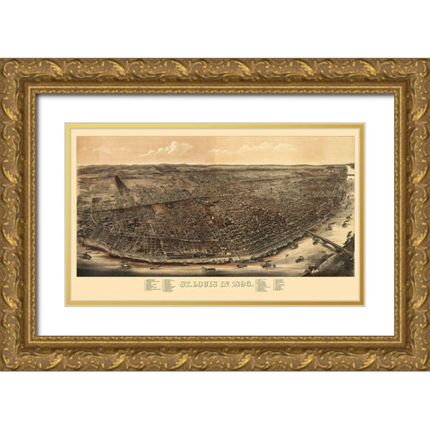 St Louis Missouri - Juehne 1896 Gold Ornate Wood Framed Art Print with Double Matting by Juehne
