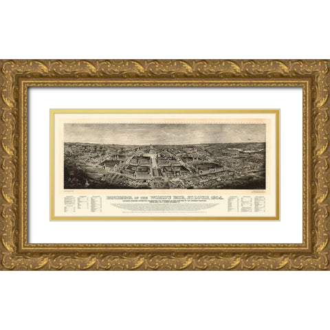 St Louis Missouri - Melville 1904 Gold Ornate Wood Framed Art Print with Double Matting by Melville