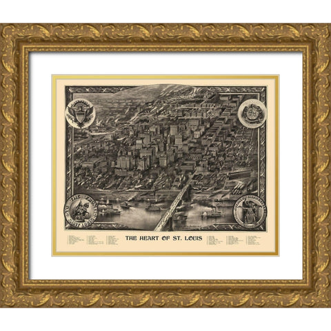 St Louis Central Missouri - Graf 1907 Gold Ornate Wood Framed Art Print with Double Matting by Graf