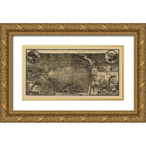 St Louis Missouri - Woodward 1876 Gold Ornate Wood Framed Art Print with Double Matting by Woodward