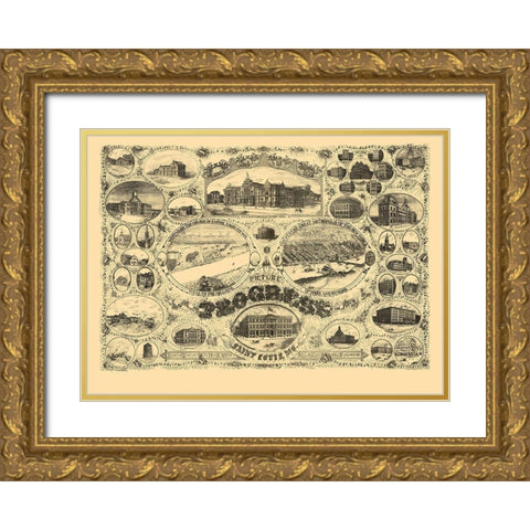 St Louis Missouri - Lawton 1884 Gold Ornate Wood Framed Art Print with Double Matting by Lawton