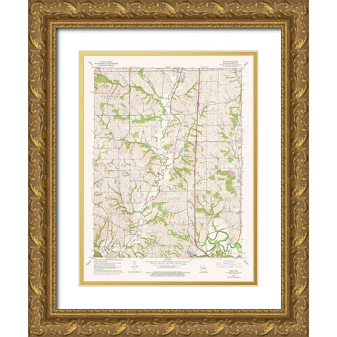 Tracy Missouri Quad - USGS 1961 Gold Ornate Wood Framed Art Print with Double Matting by USGS