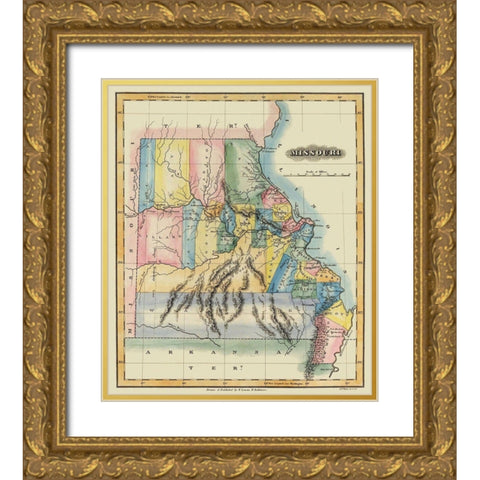 Missouri - Lucas 1823 Gold Ornate Wood Framed Art Print with Double Matting by Lucas