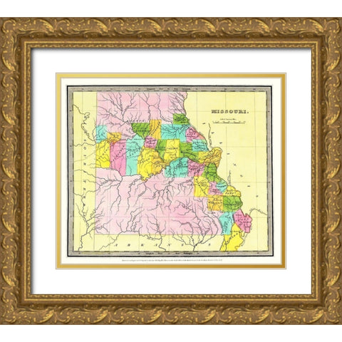 Missouri - Burr 1835 Gold Ornate Wood Framed Art Print with Double Matting by Burr