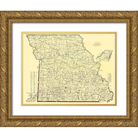 Missouri Railway Mail Service - Galbraith 1897 Gold Ornate Wood Framed Art Print with Double Matting by Galbraith