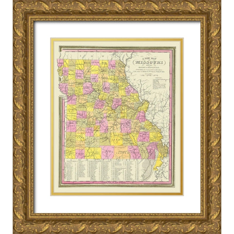 Missouri - Mitchell 1846 Gold Ornate Wood Framed Art Print with Double Matting by Mitchell