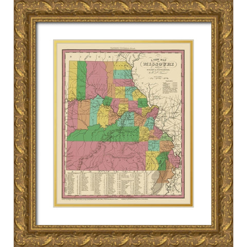 Missouri - Tanner 1833 Gold Ornate Wood Framed Art Print with Double Matting by Tanner