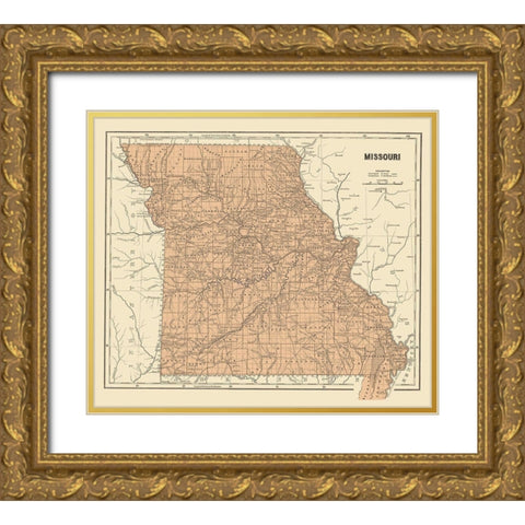 Missouri - Morse 1845 Gold Ornate Wood Framed Art Print with Double Matting by Morse