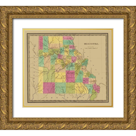 Missouri - Greenleaf 1840 Gold Ornate Wood Framed Art Print with Double Matting by Greenleaf