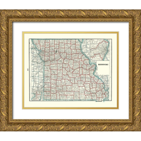 Missouri - Rathbun 1893 Gold Ornate Wood Framed Art Print with Double Matting by Rathbun