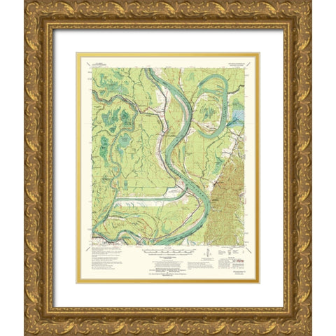 Artonish Mississippi Quad - USGS 1967 Gold Ornate Wood Framed Art Print with Double Matting by USGS