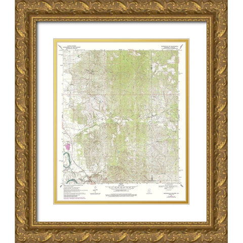 South West Baxterville Mississippi Quad - USGS Gold Ornate Wood Framed Art Print with Double Matting by USGS