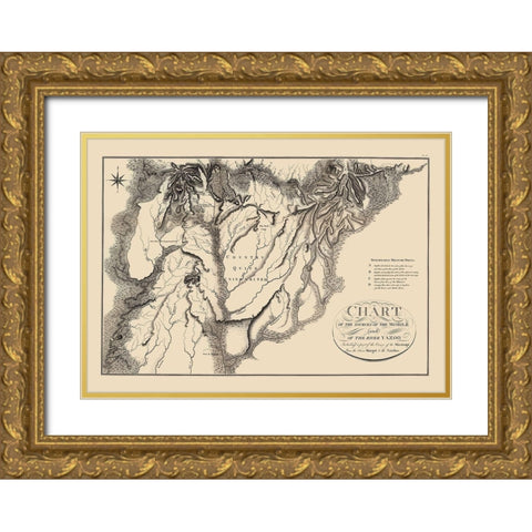 Mobile Yazoo River Source - Collot 1796 Gold Ornate Wood Framed Art Print with Double Matting by Collot