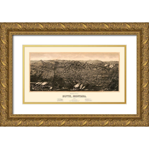 Butte Montana - Wellge 1904  Gold Ornate Wood Framed Art Print with Double Matting by Wellge