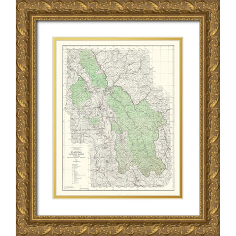 Flathead National Forest Montana - USGS 1948 Gold Ornate Wood Framed Art Print with Double Matting by USGS