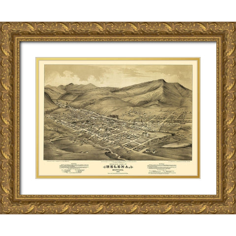 Helena Montana - Wells 1875 Gold Ornate Wood Framed Art Print with Double Matting by Wells