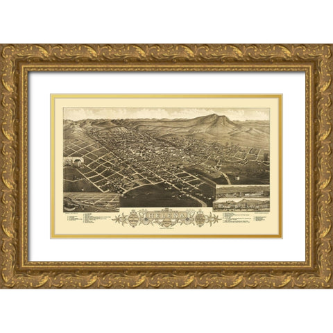 Helena Montana - Stoner 1883 Gold Ornate Wood Framed Art Print with Double Matting by Stoner