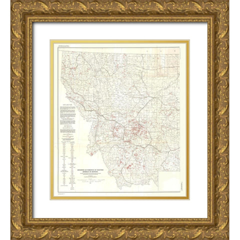 Selected Minerals Montana - Bentley 1967 Gold Ornate Wood Framed Art Print with Double Matting by Bentley