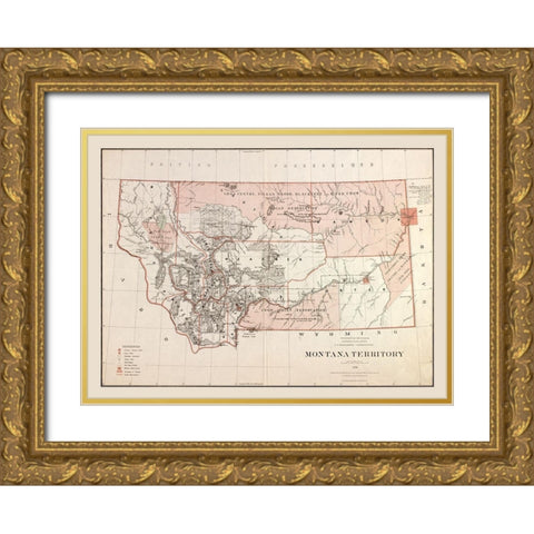 Montana - Williamson 1879  Gold Ornate Wood Framed Art Print with Double Matting by Williamson