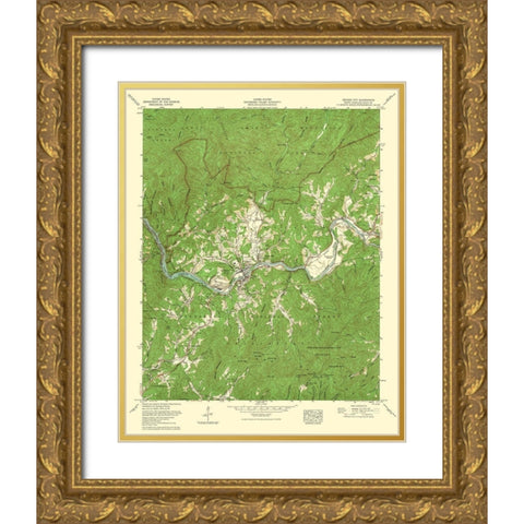 Bryson City North Carolina Quad - USGS 1935 Gold Ornate Wood Framed Art Print with Double Matting by USGS