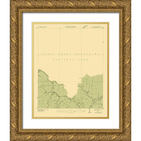 Bunches Bald North Carolina Quad - USGS 1935 Gold Ornate Wood Framed Art Print with Double Matting by USGS