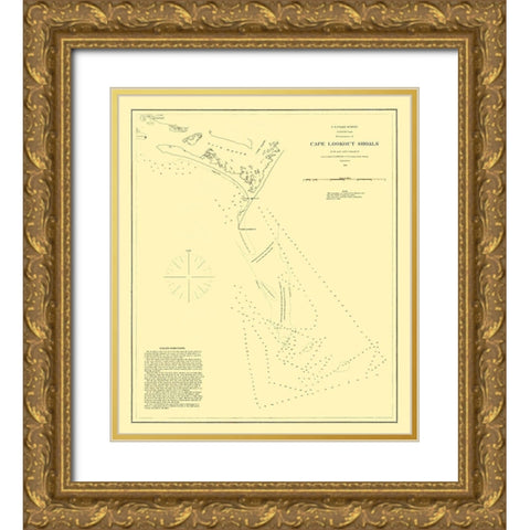 Cape Lookout Shoals - USCS 1864 Gold Ornate Wood Framed Art Print with Double Matting by USCS
