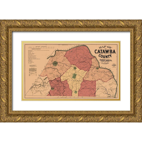 Catawba North Carolina - Yoder 1886 Gold Ornate Wood Framed Art Print with Double Matting by Yoder