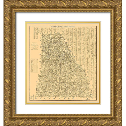 Cleveland County North Carolina - Kyzer 1886  Gold Ornate Wood Framed Art Print with Double Matting by Kyzer