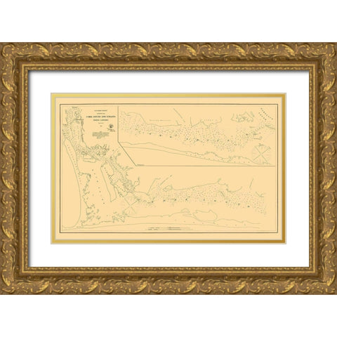 Core Sound, Straits - USCS 1864 Gold Ornate Wood Framed Art Print with Double Matting by USCS