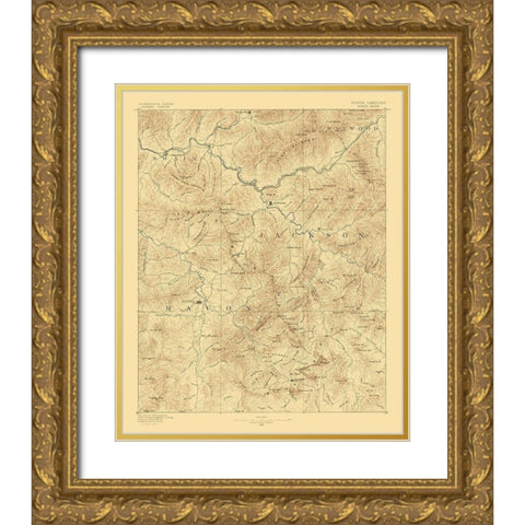 Cowee North Carolina Sheet - USGS 1886 Gold Ornate Wood Framed Art Print with Double Matting by USGS