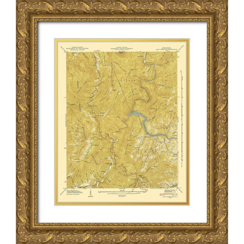 Cove Creek Gap North Carolina Quad - USGS 1935 Gold Ornate Wood Framed Art Print with Double Matting by USGS