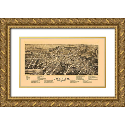 Durham North Carolina - Ruger 1891 Gold Ornate Wood Framed Art Print with Double Matting by Ruger